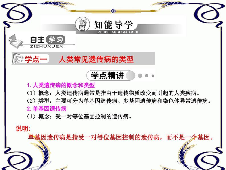 高中生物人教版必修2课件5.4 人类遗传病(一)(共14张PPT)第1页