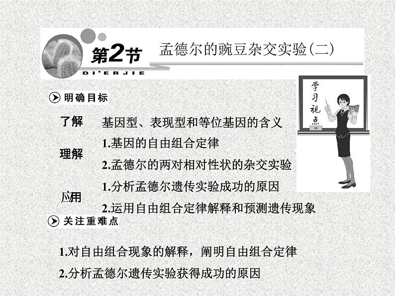 生物同步配套课件(人教版必修2)第1章第2节孟德尔的豌豆杂交实验(二)第1页