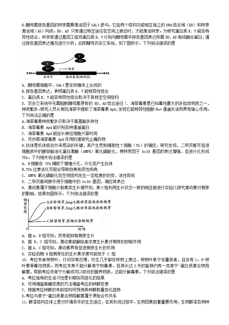 2022届山东省潍坊市高三下学期3月一模考试生物试题含答案02