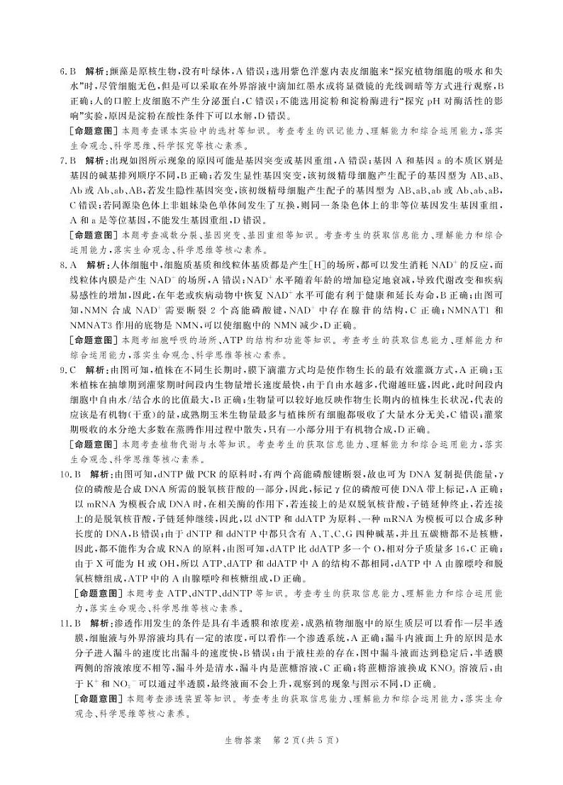 2022届河北省神州智达省级联测高三上学期第二次考试生物试题 PDF版02