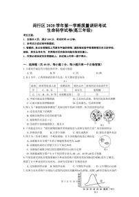 2021届上海市闵行区高三一模考试生物试卷 PDF版