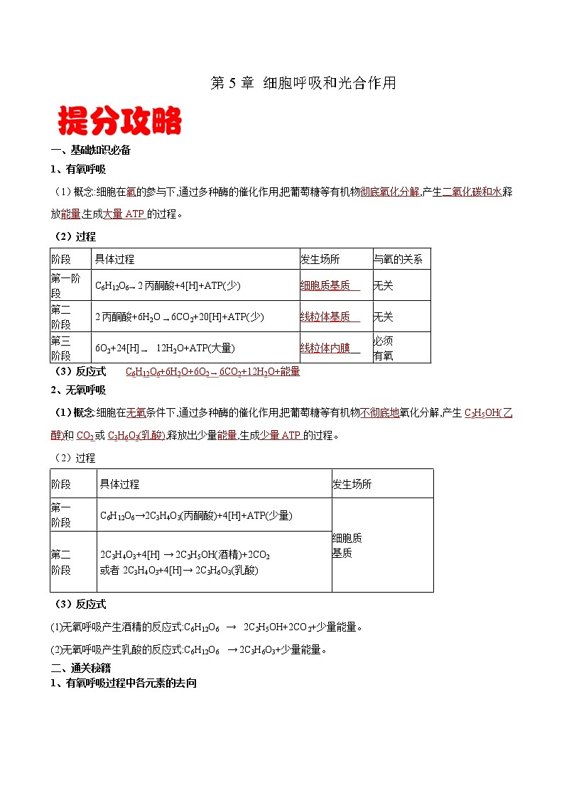 专题05 细胞呼吸和光合作用-备战2022年高考生物专题提分攻略(解析版)第1页