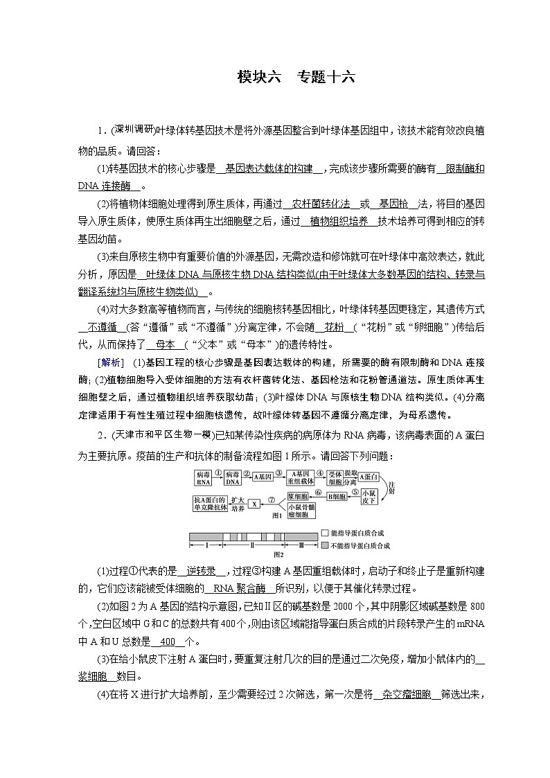高考生物二轮复习精品练习:专题16《基因工程和细胞工程》(含详解)第1页