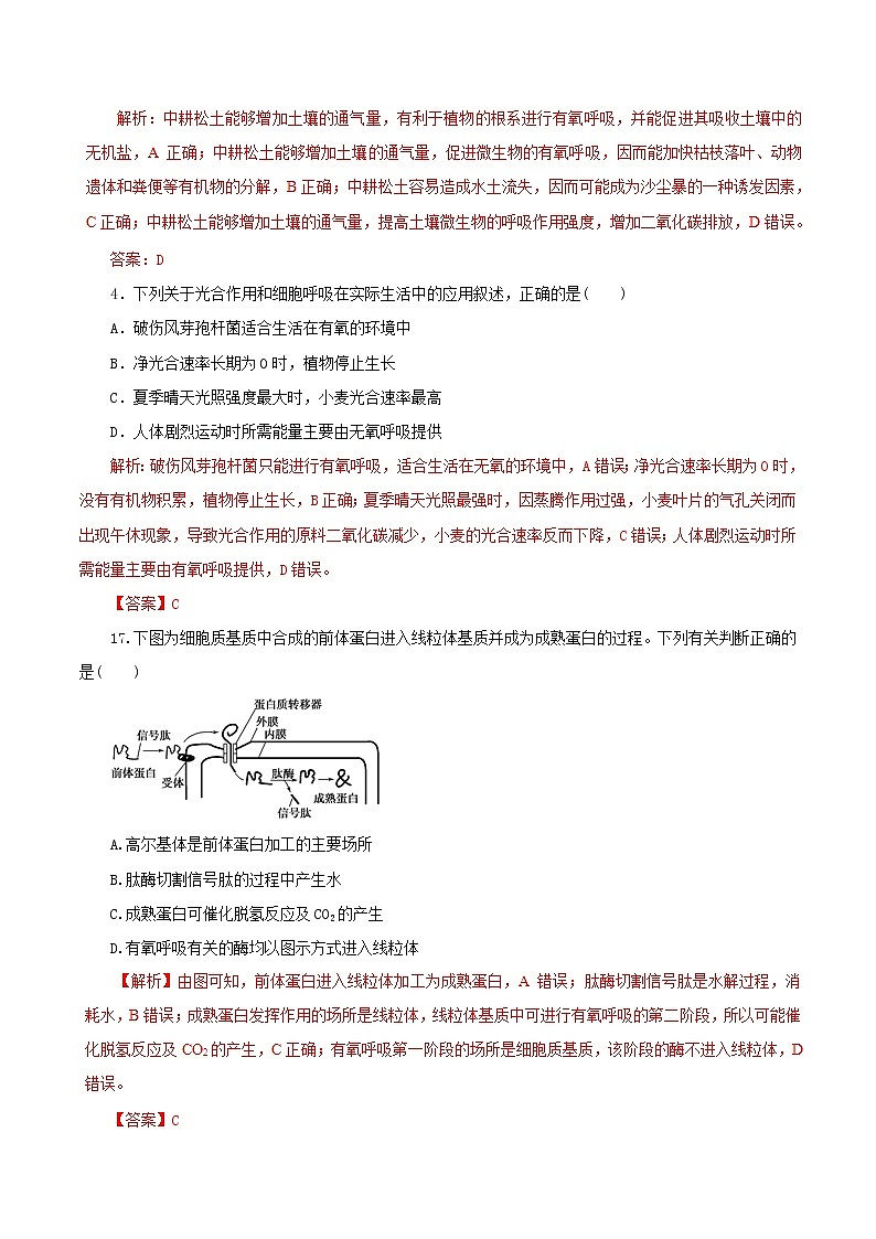 高考生物考纲解读与热点难点突破专题05《细胞呼吸与光合作用》(含详解)第2页