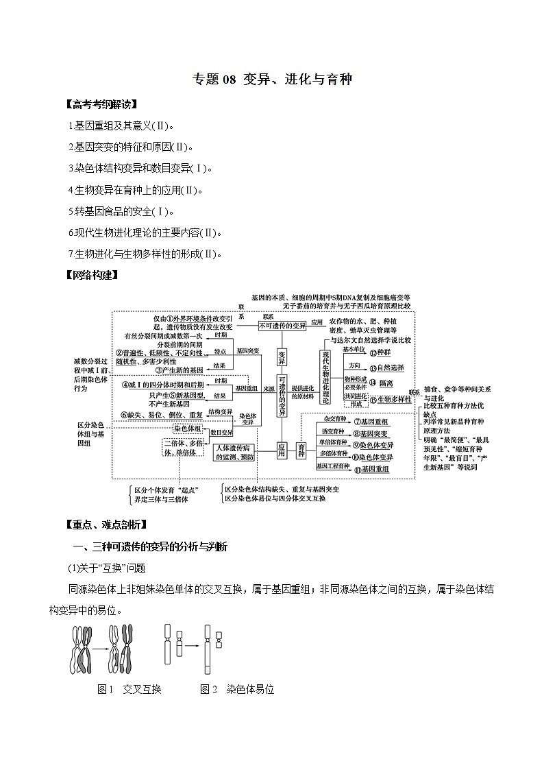 高考生物提分秘籍:专题08《变异、进化与育种》教学案(含答案)教案第1页