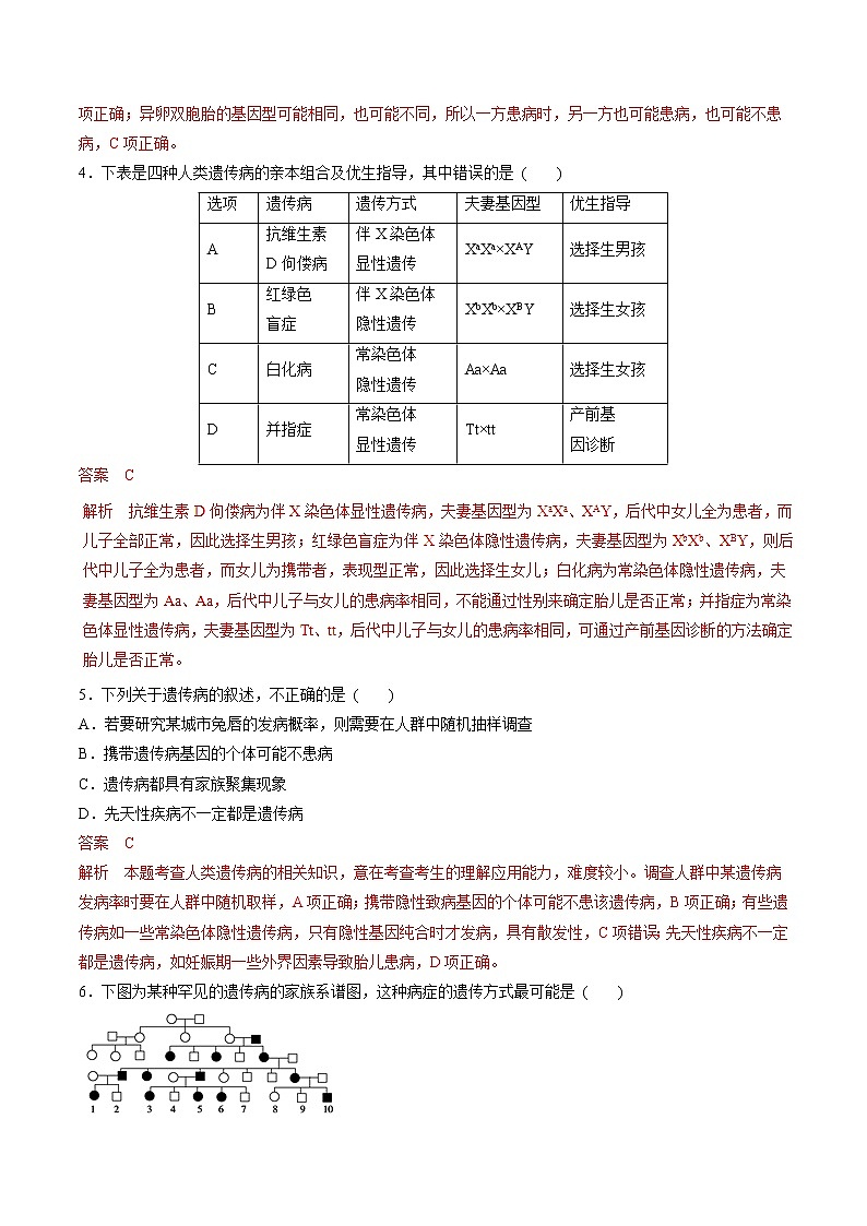 高考生物提分秘籍:专题23《人类遗传病》热点难点突破(含答案)第2页