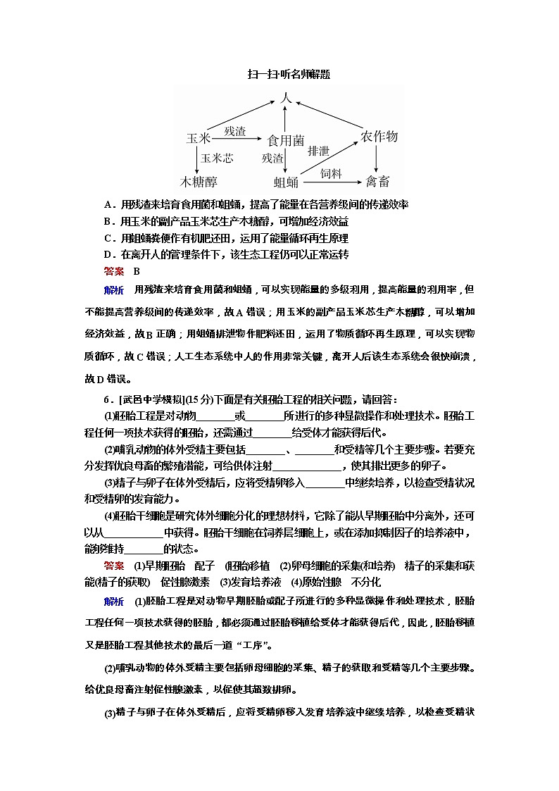 高考生物一轮复习专题训练:专题31《胚胎工程与生态工程》(含详解)第3页