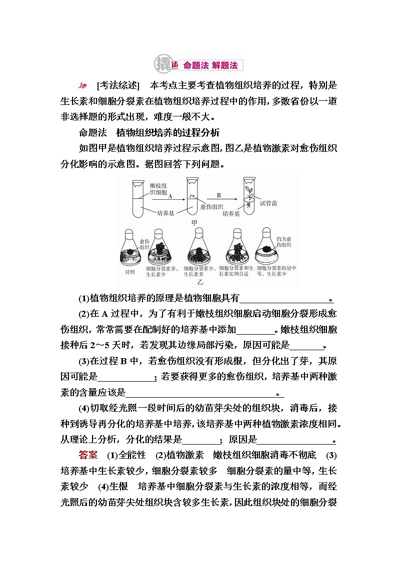 高考生物一轮对点训练:28-2 植物组织培养 a Word版含解析第1页