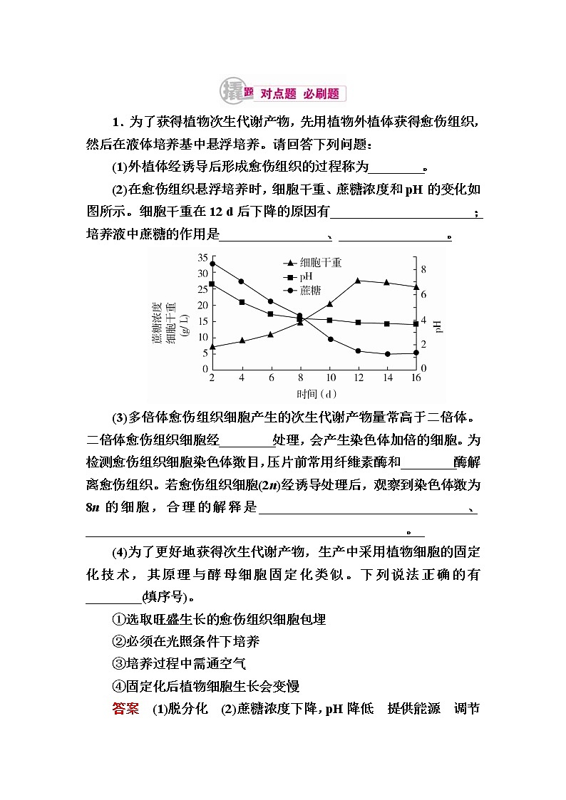 高考生物一轮对点训练:28-2 植物组织培养 b Word版含解析第1页