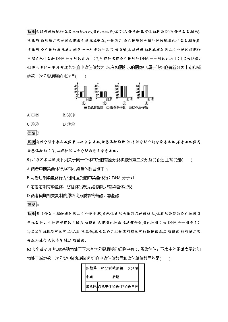 高考生物一輪復(fù)習考點規(guī)范練12《減數(shù)分裂和受精作用》（含詳解）第2頁