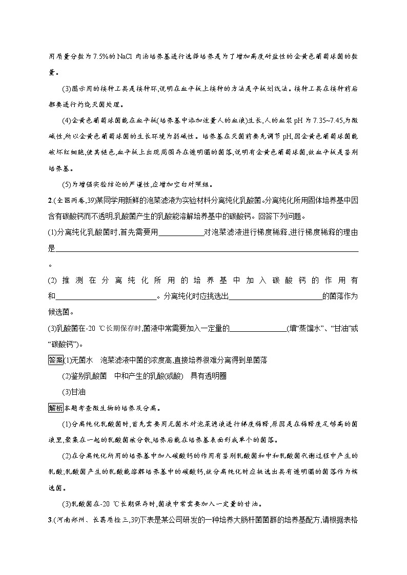 高考生物一轮复习考点规范练39《微生物的培养与应用》(含详解)第2页