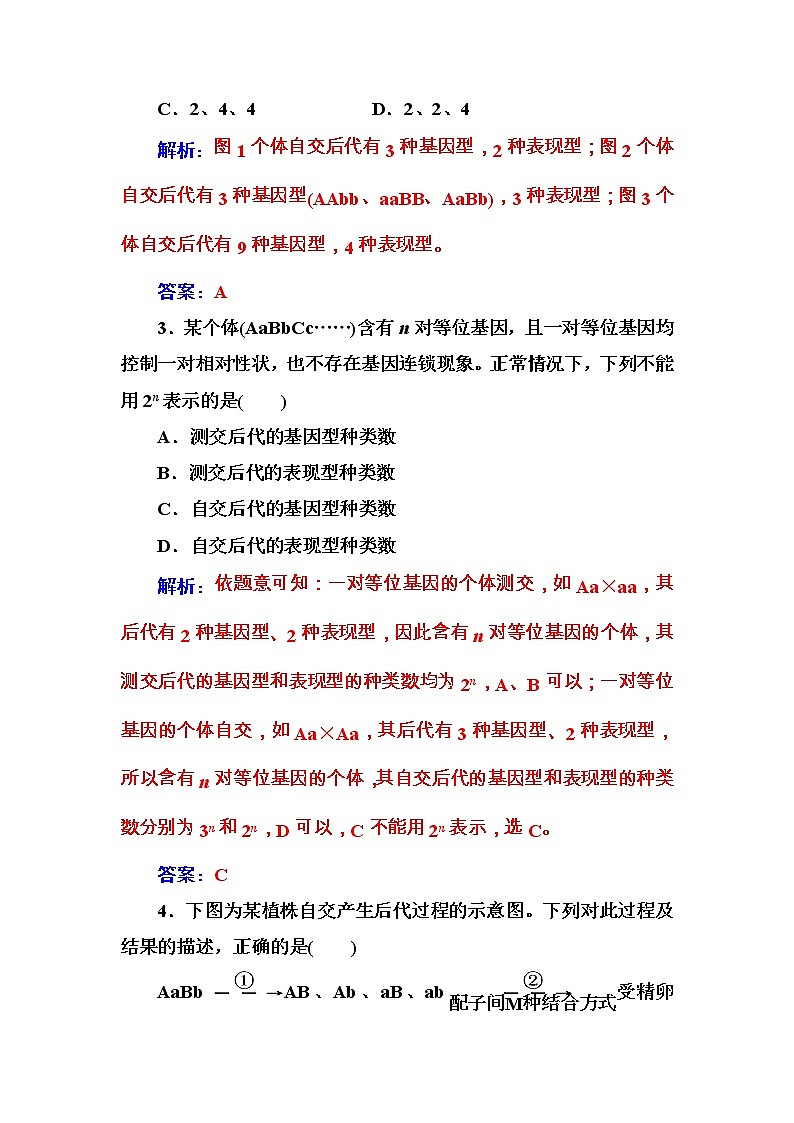 高考生物一轮复习练习:5.2课时跟踪练《孟德尔豌豆杂交实验(二)》(含详解)02