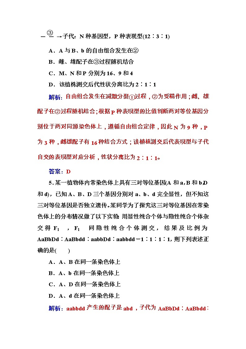 高考生物一轮复习练习:5.2课时跟踪练《孟德尔豌豆杂交实验(二)》(含详解)03
