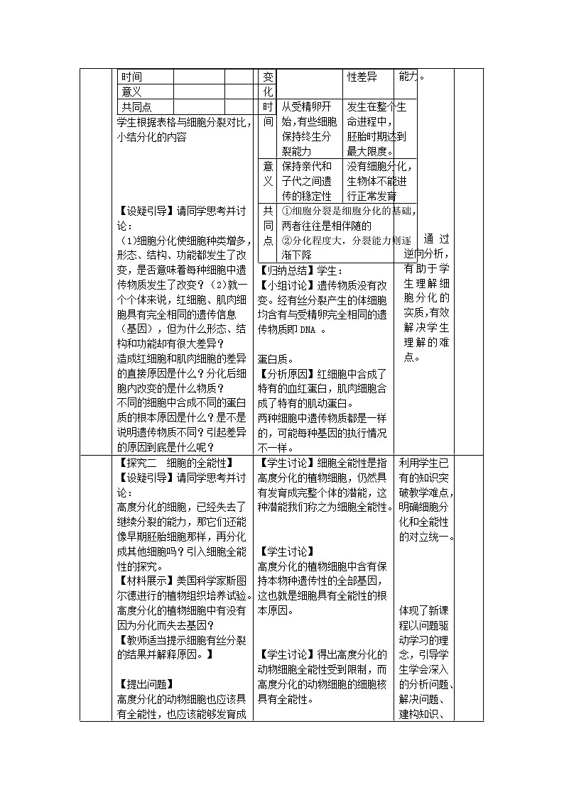 6.2 细胞的分化 教案及学案03