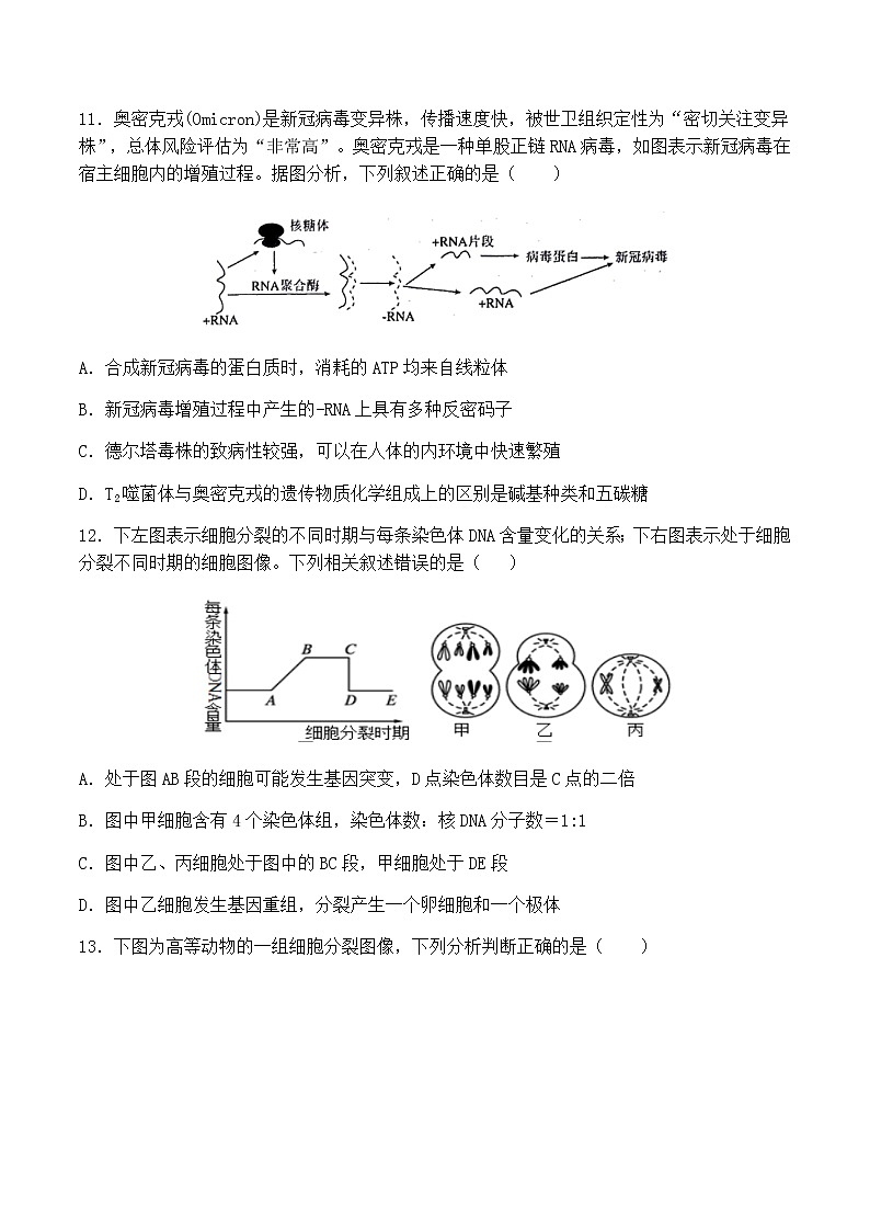 2021-2022学年江西省抚州市临川第一中学高二下学期第一次月考生物试卷含答案03