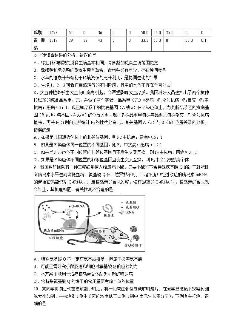 2022湖北省高三下学期4月调研模拟考试（二模）生物无答案03