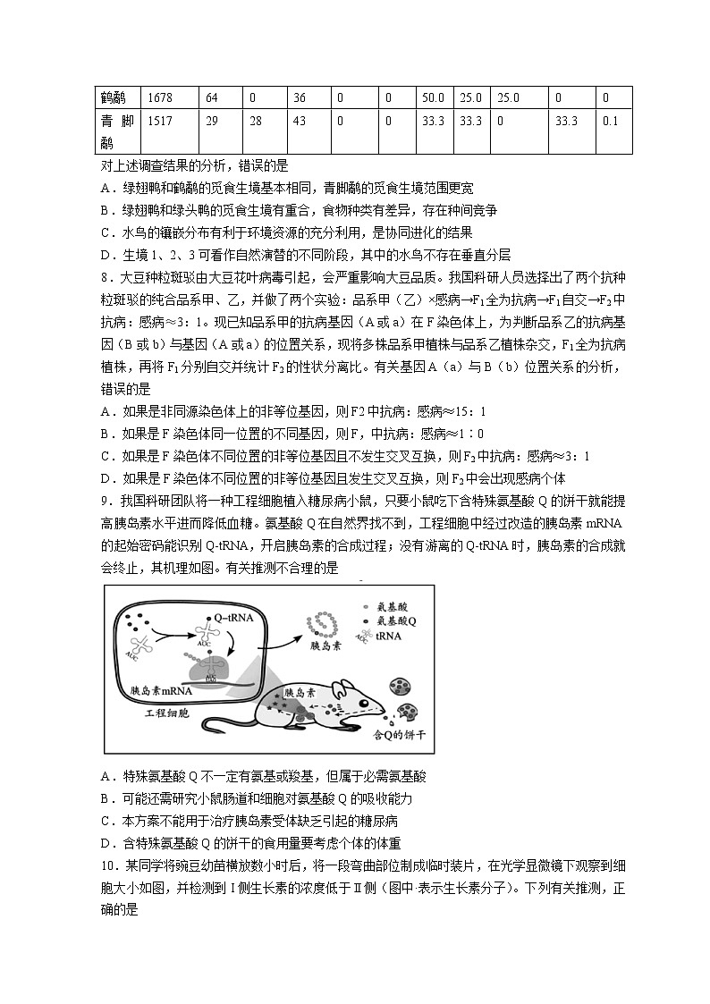 2022湖北省高三下学期4月调研模拟考试(二模)生物无答案第3页