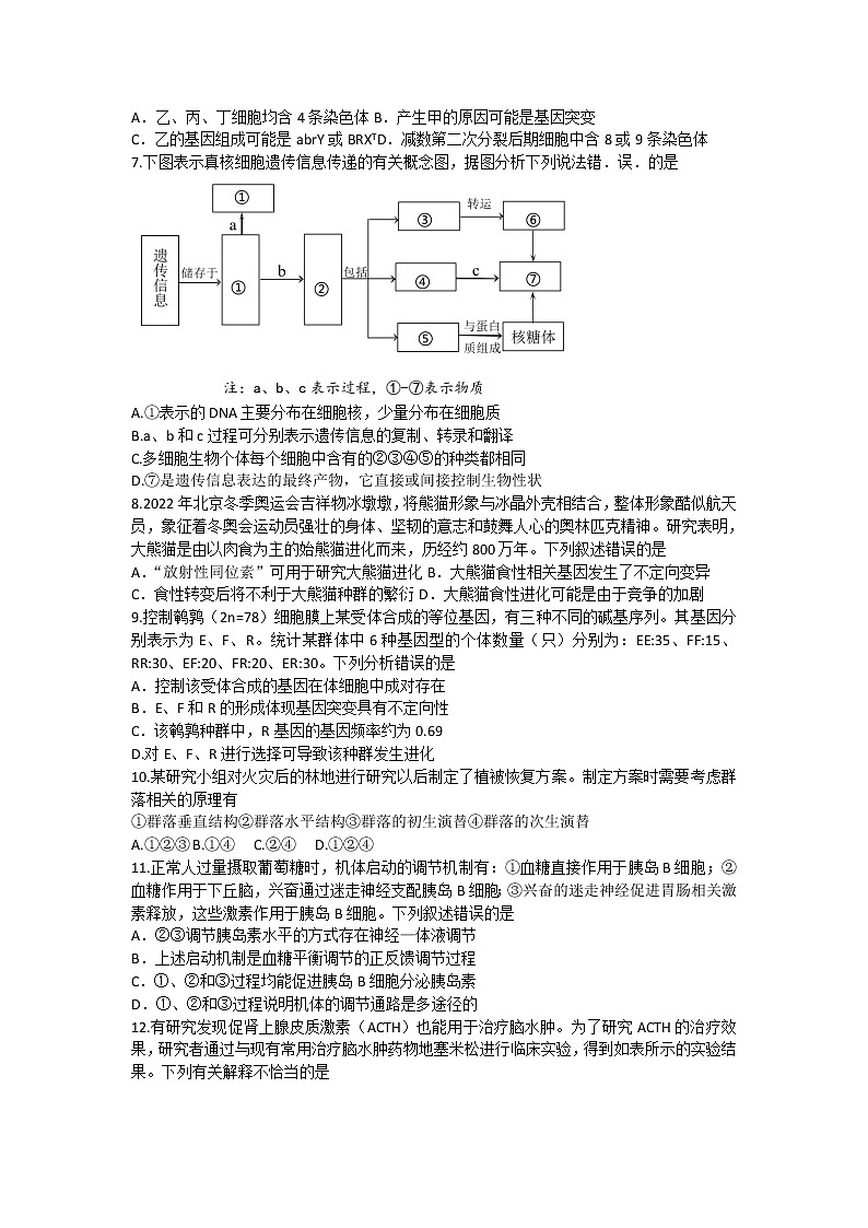 2022深圳高三下学期第二次调研考试(二模)(4月)生物含答案02