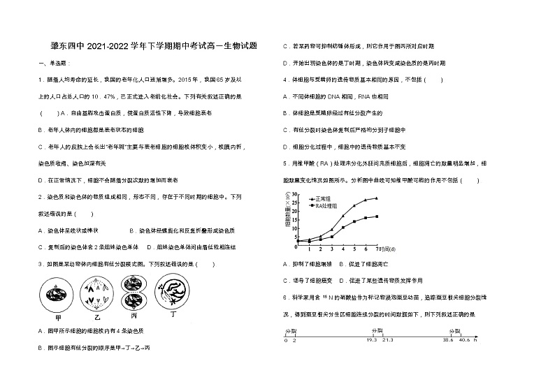 黑龙江省肇东市第四中学校2021-2022学年高一下学期期中生物试题(含答案)第1页