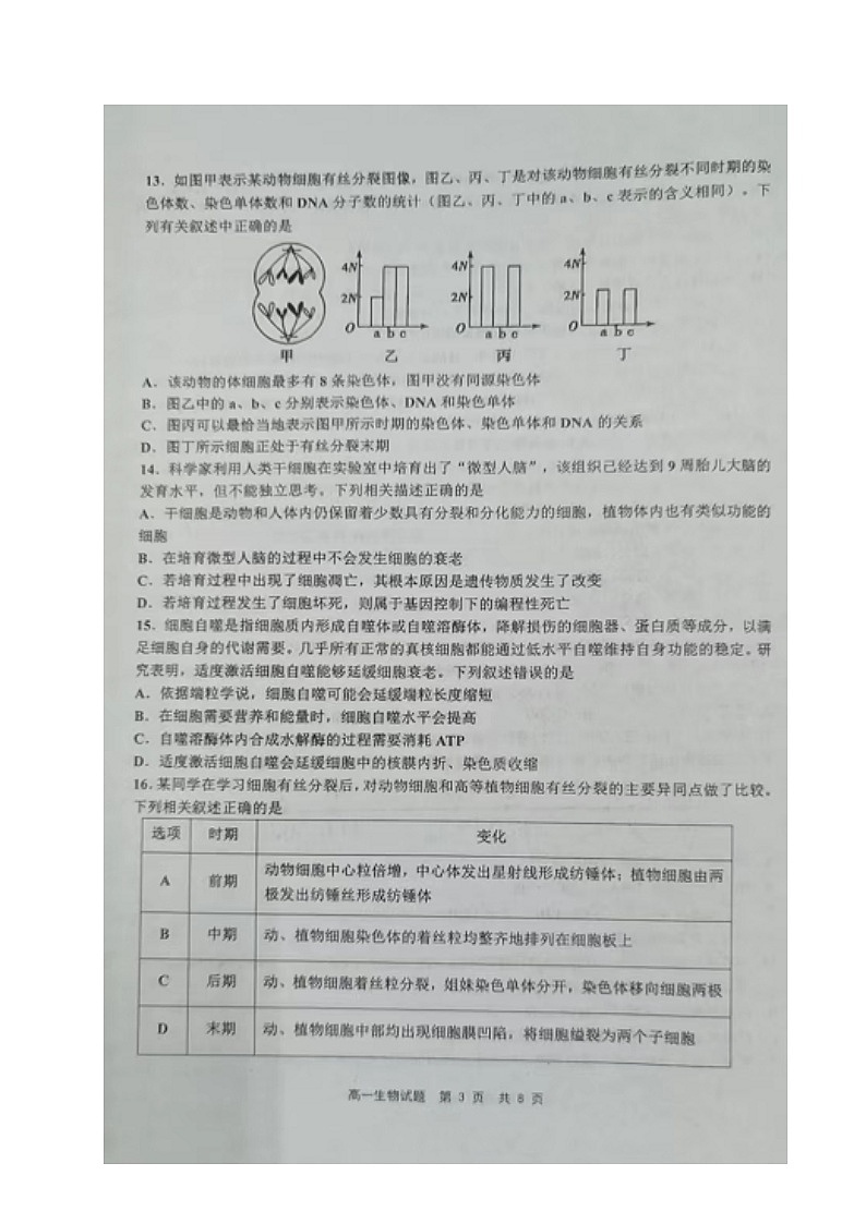 福建省宁德市部分达标中学2021-2022学年高一下学期期中联考生物试题(有答案)第3页