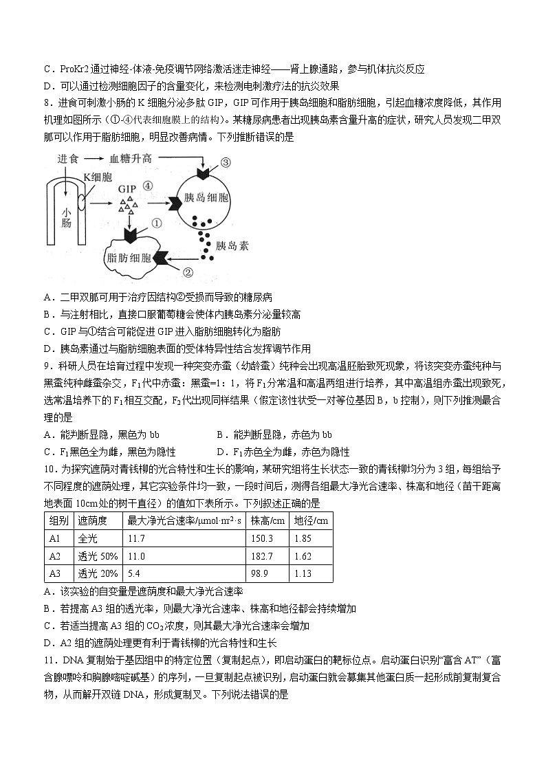 2022湖北省高三下学期5月联考生物(含答案)第3页