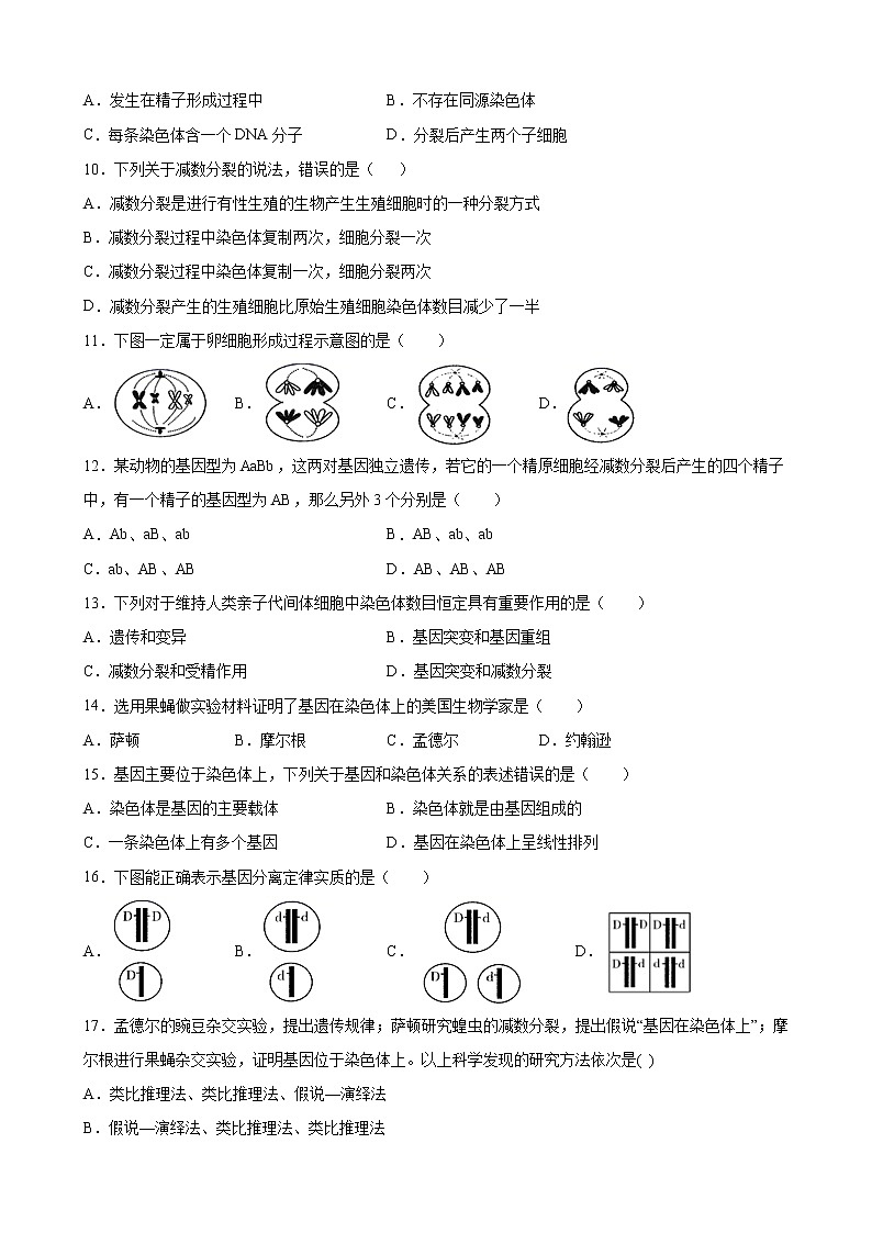 2021清远凤霞中学高一下学期期中生物试题含答案第3页