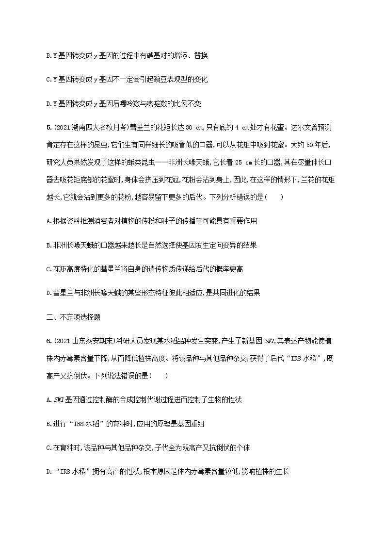 高考生物二轮复习专题突破练8生物的变异育种与进化含解析第3页