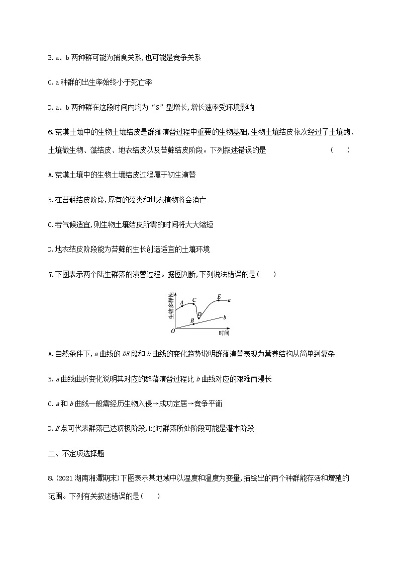 高考生物二轮复习专题突破练11种群与群落含解析第3页