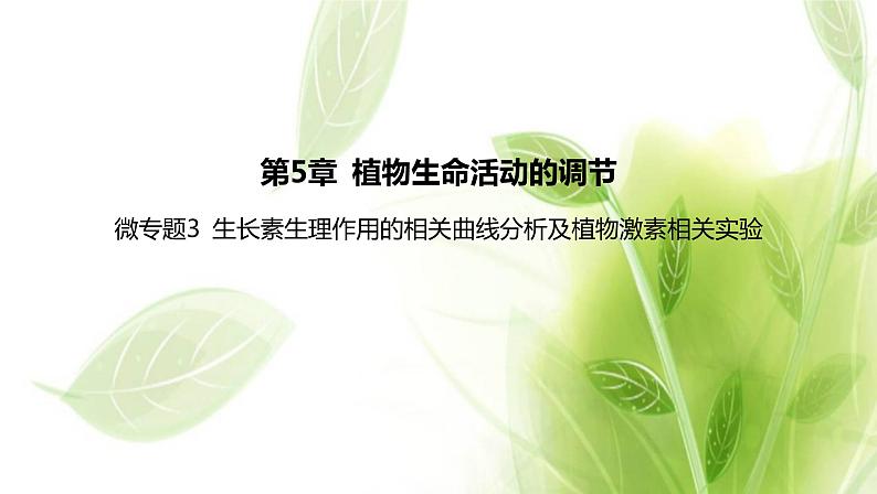 新人教版高中生物选择性必修第一册第5章植物生命活动的调节微专题3生长素生理作用的相关曲线分析及植物激素相关实验课件01