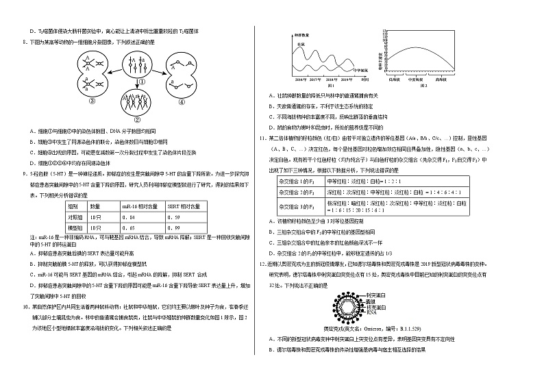 生物-2022年高考考前押题密卷(福建卷)(A3考试版)02