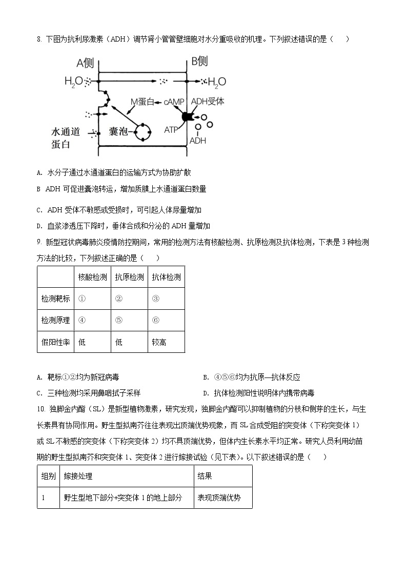 2022淄博部分学校高三下学期二模考试生物含解析03