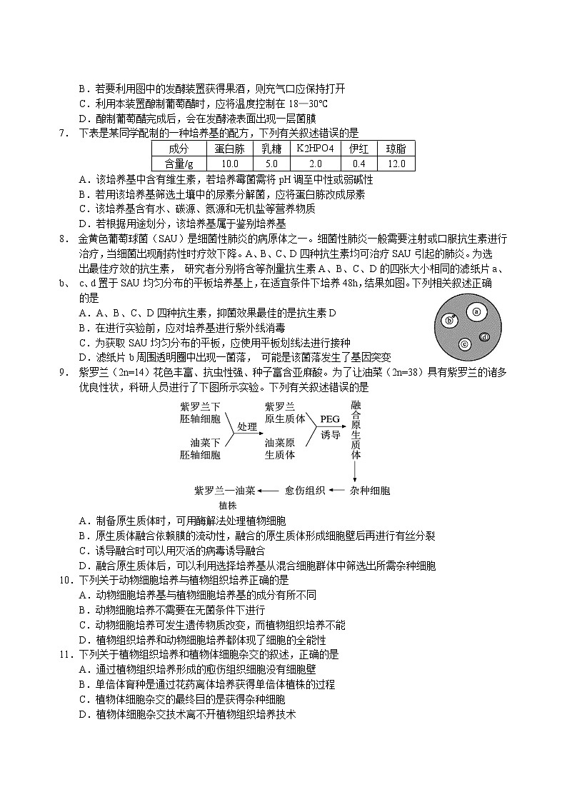 三峡名校联盟2022年春季联考高2023届生物试题第2页
