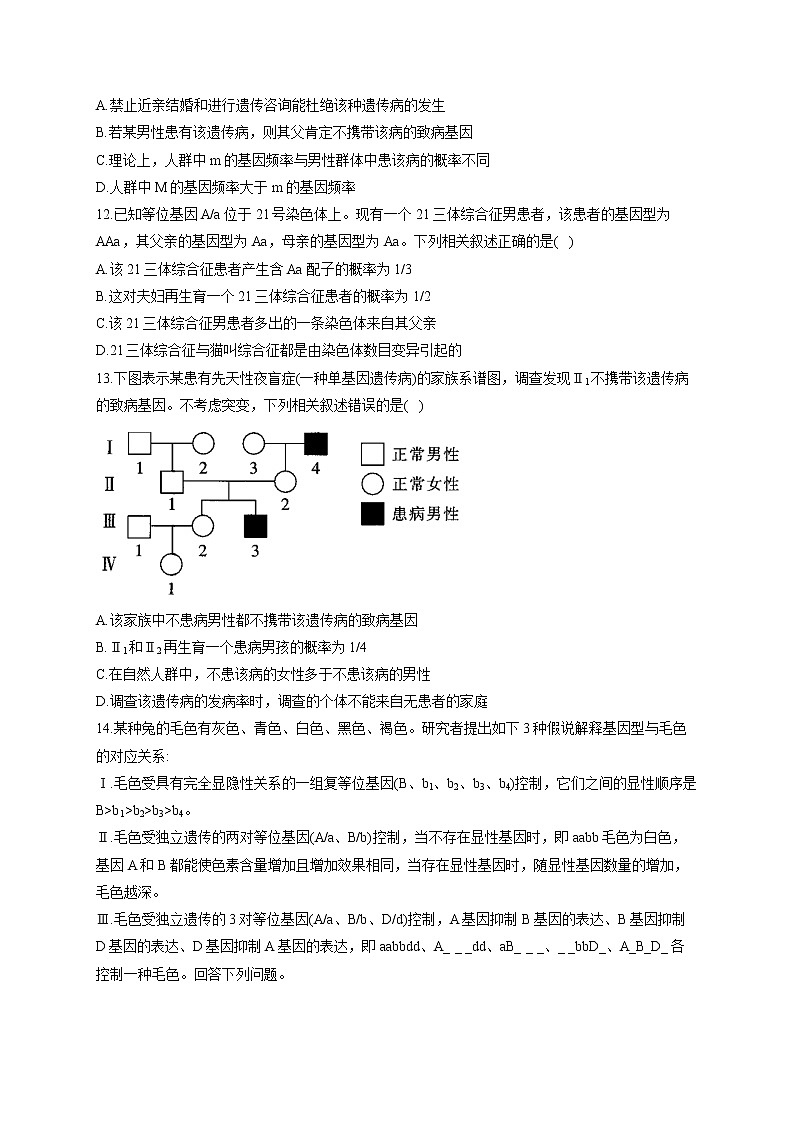 (4)遗传的基本规律——2021-2022学年人教版(2019)生物高二下学期期末专项复习第3页