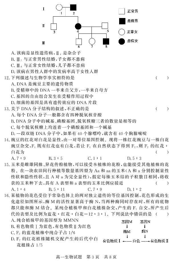 山东省济宁市兖州区2020-2021学年高一下学期期中考试生物试题(PDF版)第3页
