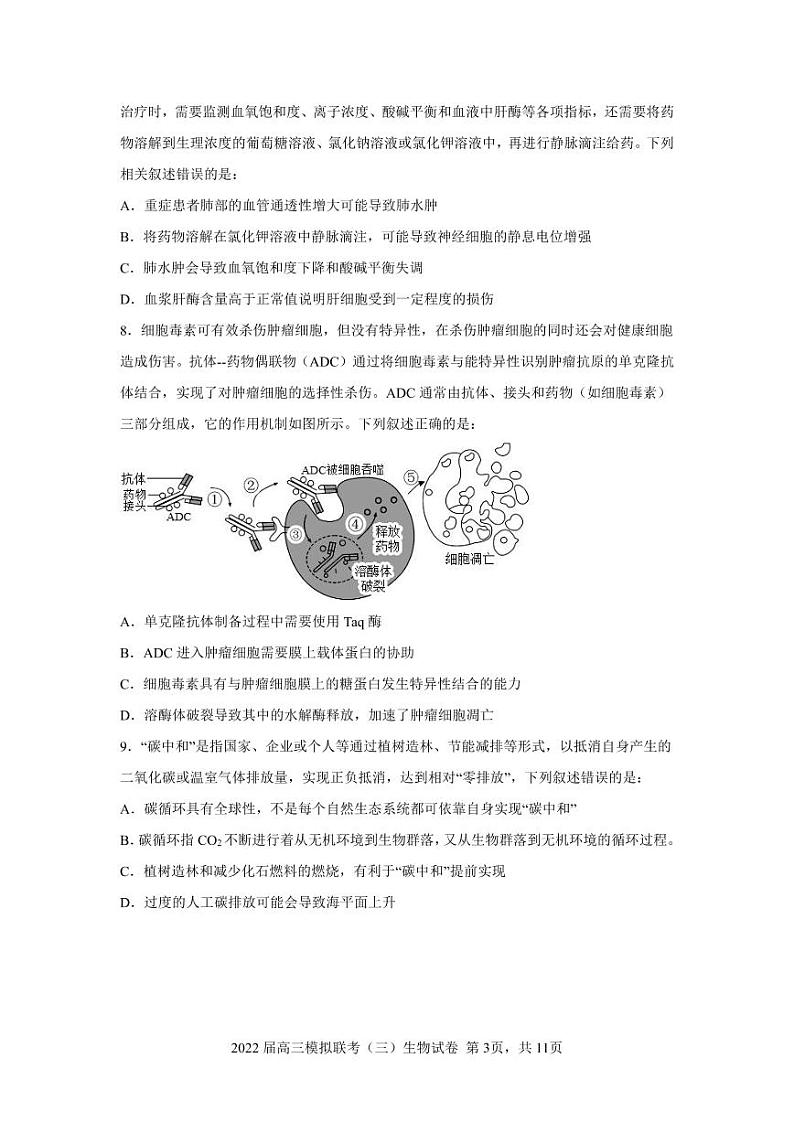 2022荆州中学等四校高三模拟联考(三)生物试题(PDF版含答案、答题卡)03