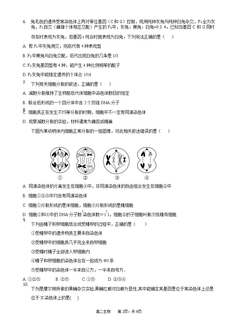2022張掖臨澤縣一中高二下學(xué)期期中考試生物試題缺答案第2頁