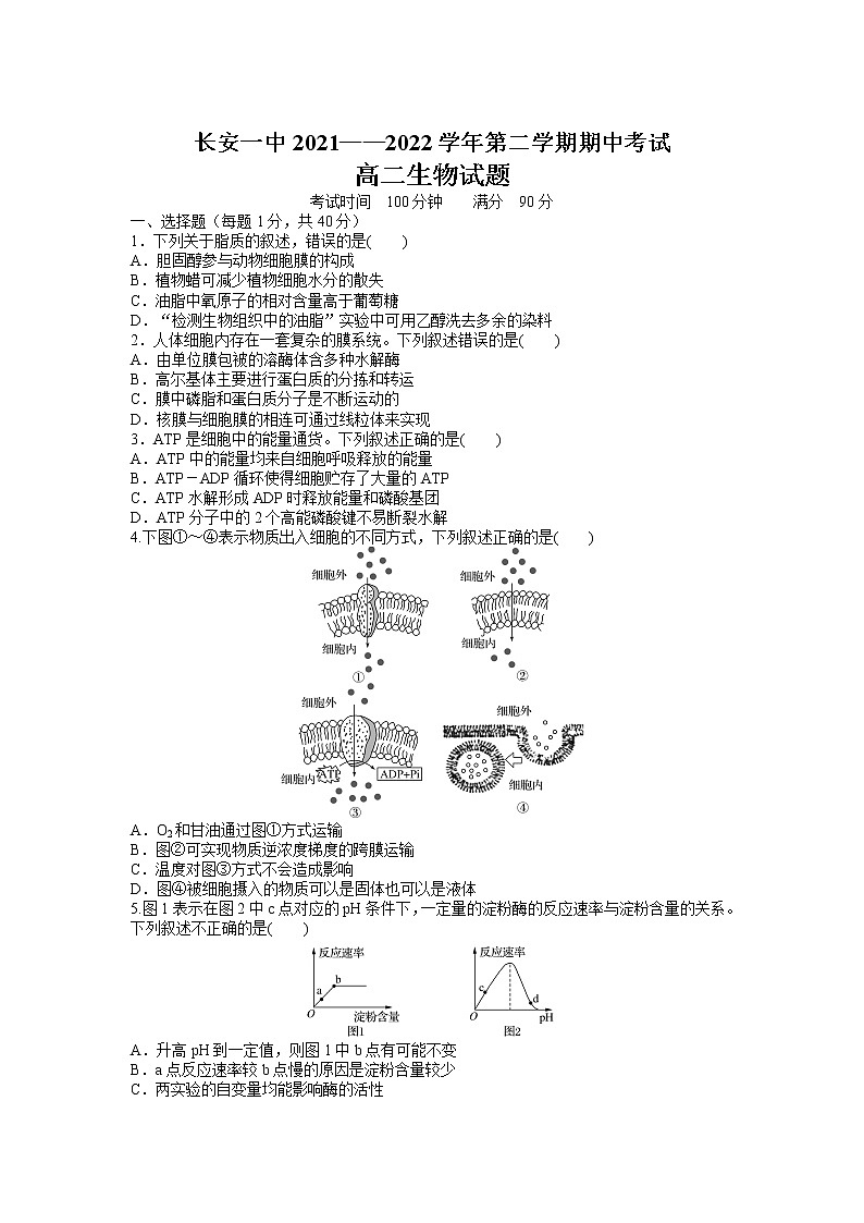 2021-2022学年陕西省西安市长安区第一中学高二下学期期中质量检测生物试题含答案01