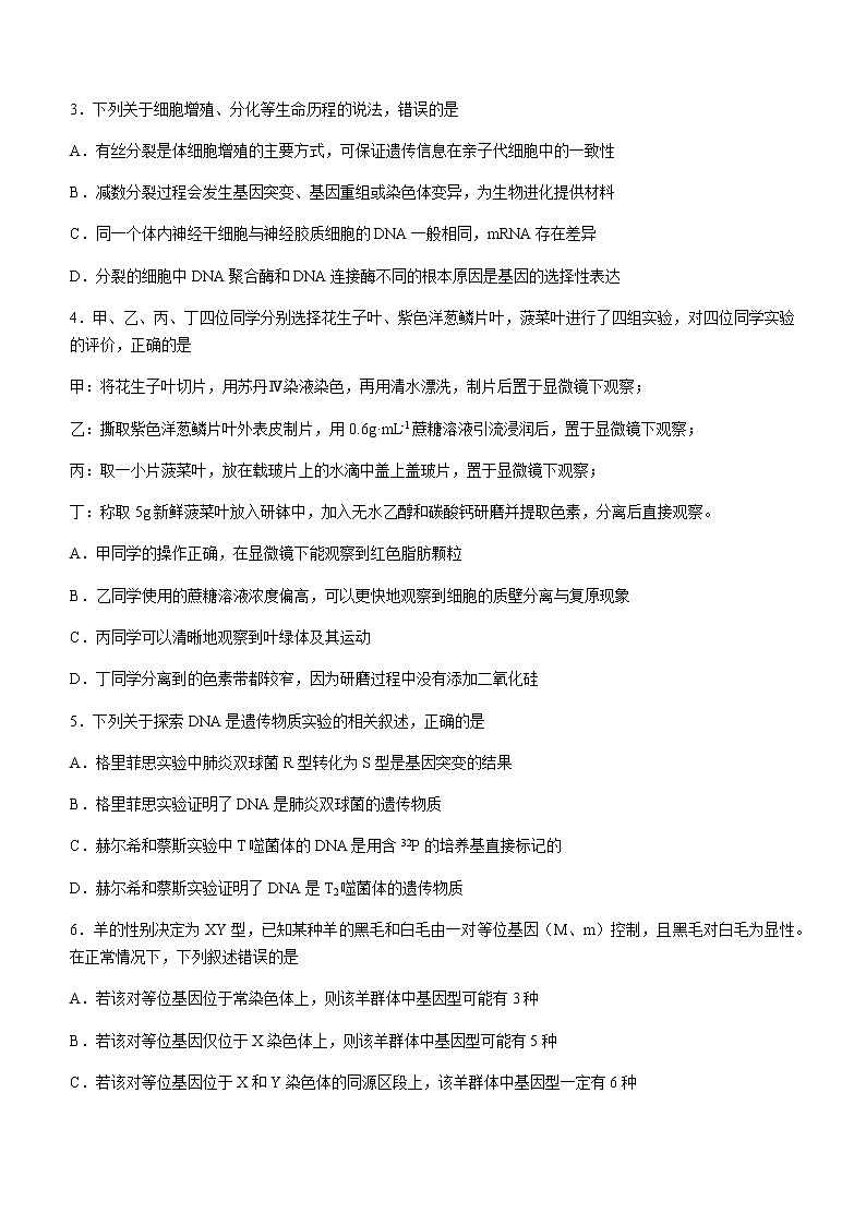 2021郴州高二下学期期末考试生物试题含答案02