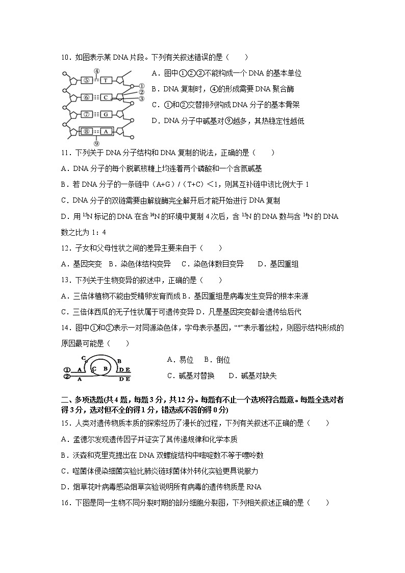 2021常州武进区礼嘉中学高一下学期期末生物试卷含答案第3页