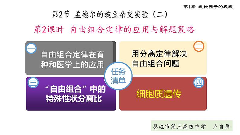 1.2 自由组合定律的应用与解题策略 课件【新教材】2020-2021学年高一生物人教版(2019)必修二第1页