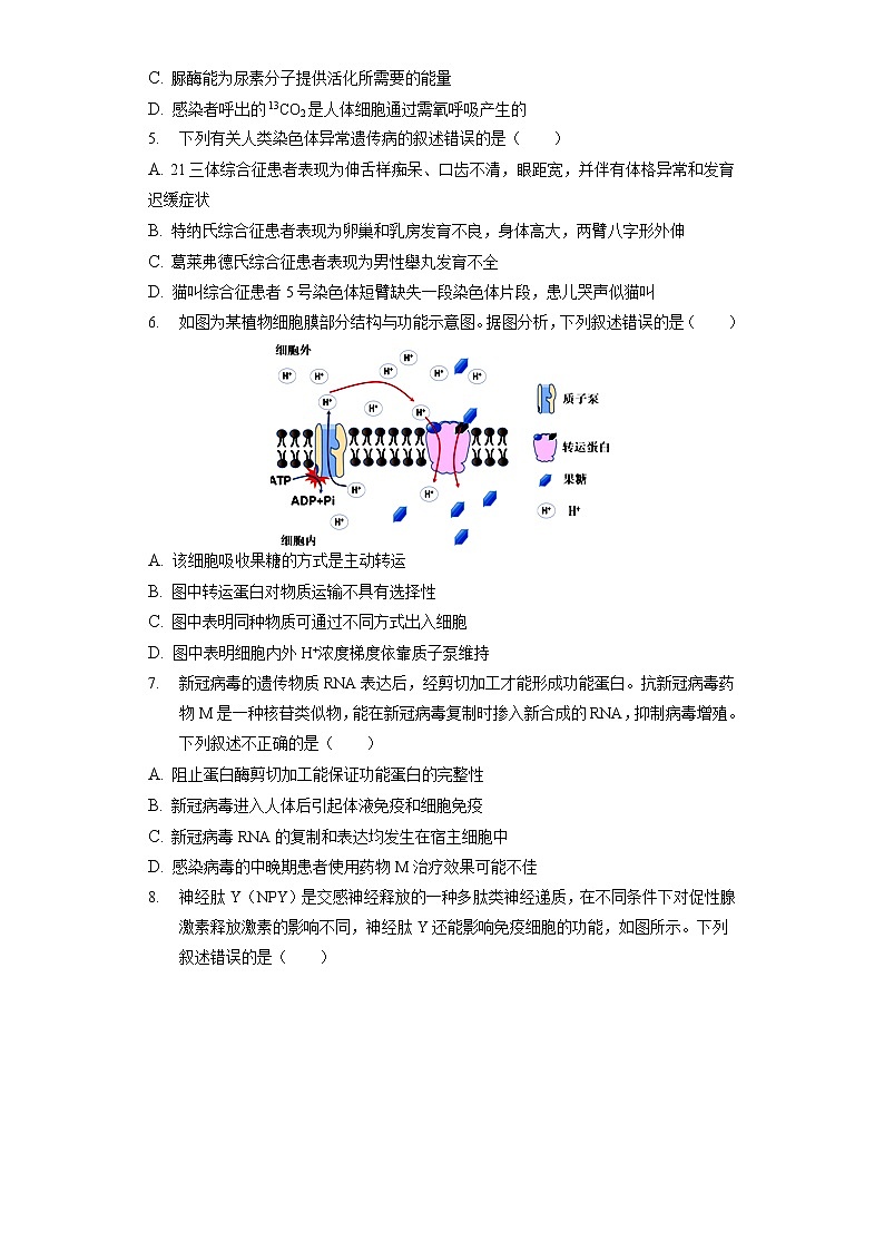 2022年浙江省杭州二中、温州中学、金华一中高考生物模拟试卷(含答案解析)第2页