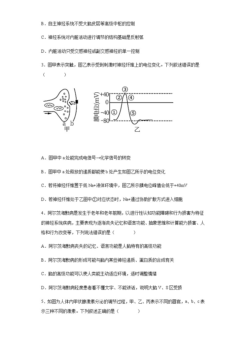 2021-2022学年河北省沧州市盐山中学高二上学期期中生物试题含解析第2页