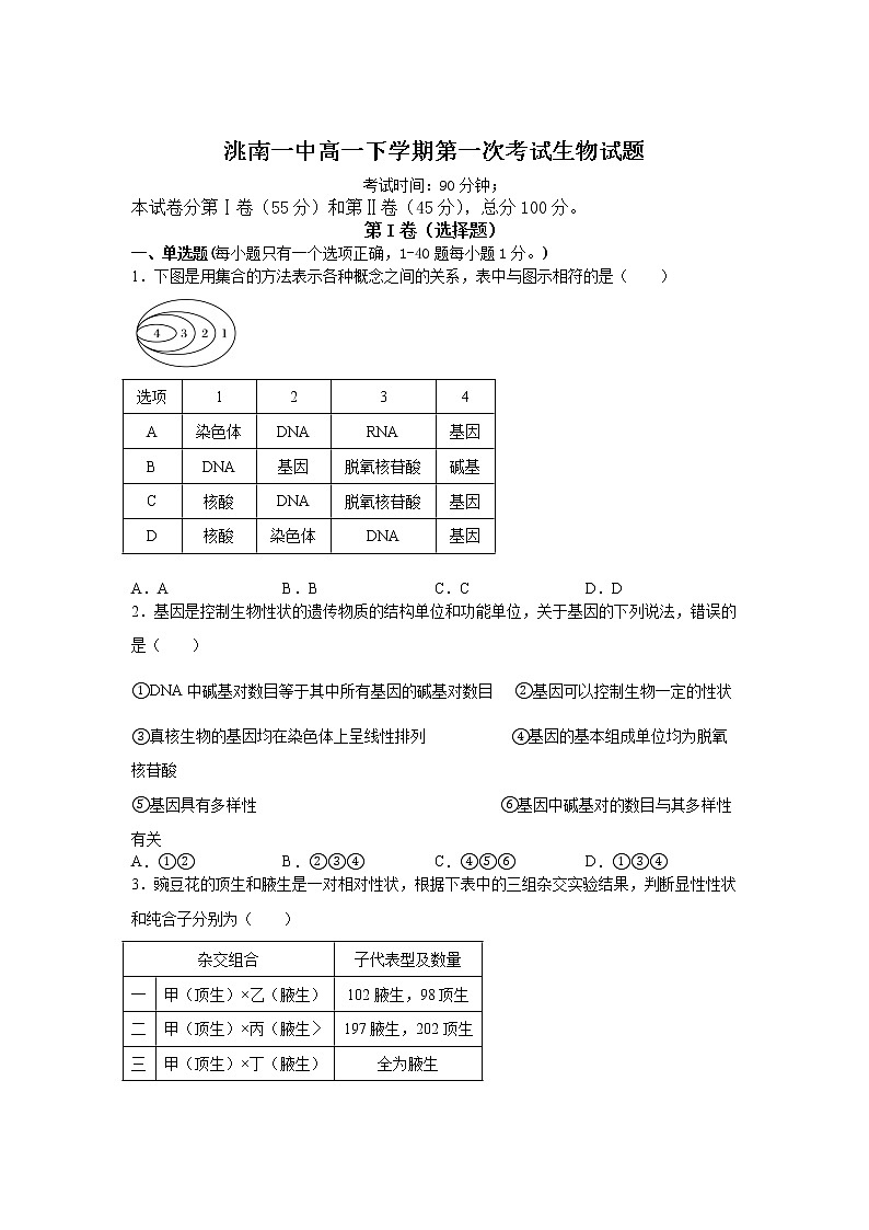 2021-2022学年吉林省洮南市第一中学高一下学期第一次月考生物试卷含答案第1页
