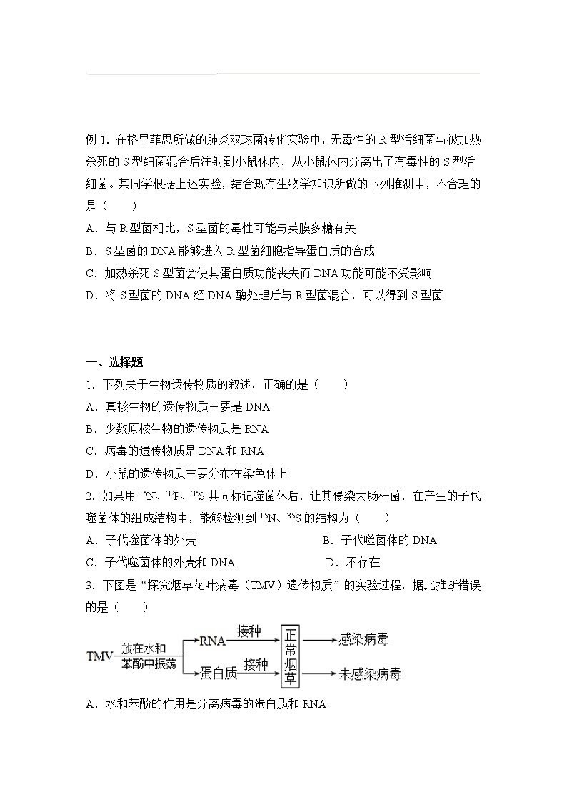 2021-2022学年下学期高一生物暑假巩固练习4 基因的本质01