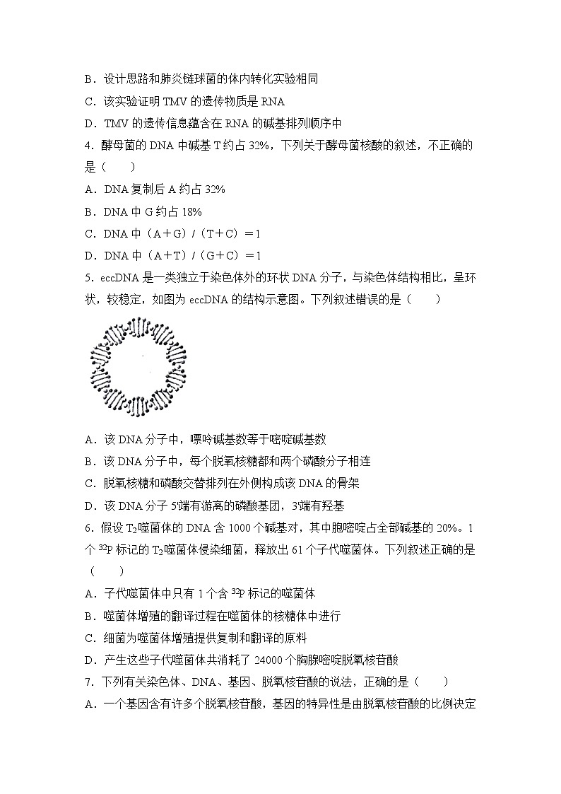2021-2022学年下学期高一生物暑假巩固练习4 基因的本质02