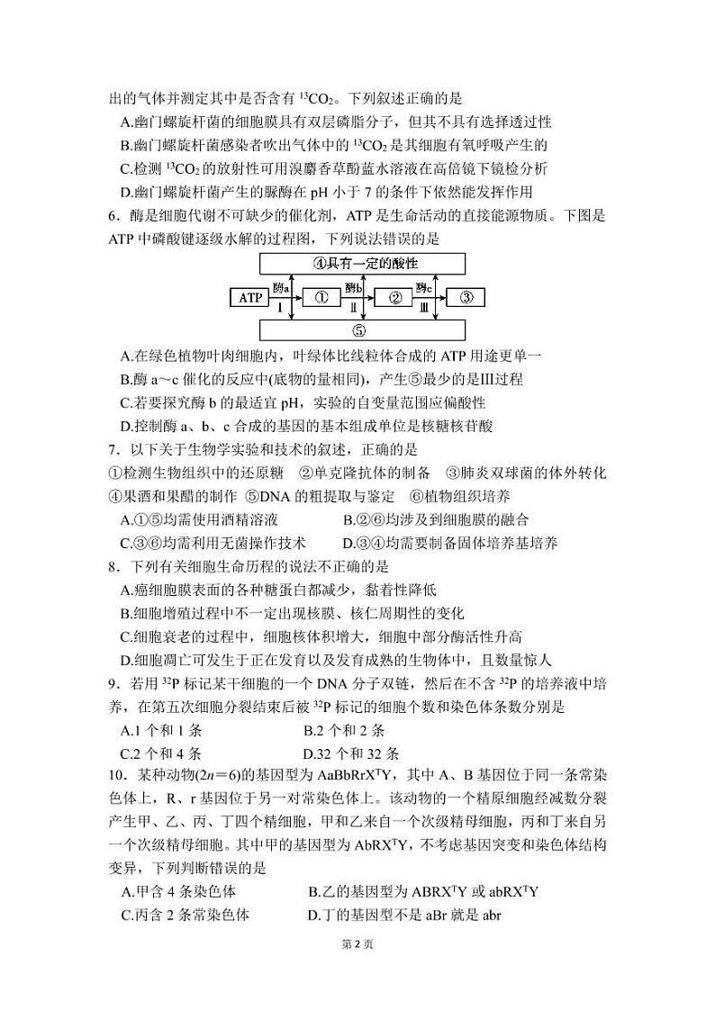 2021龙泉中学、宜昌一中高三年级2月联合考试生物PDF版含答案02