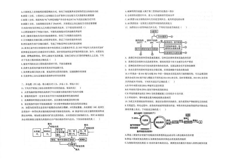 2021江苏省常熟中学高二下学期5月阶段学习质量抽测生物试题扫描版含答案第3页