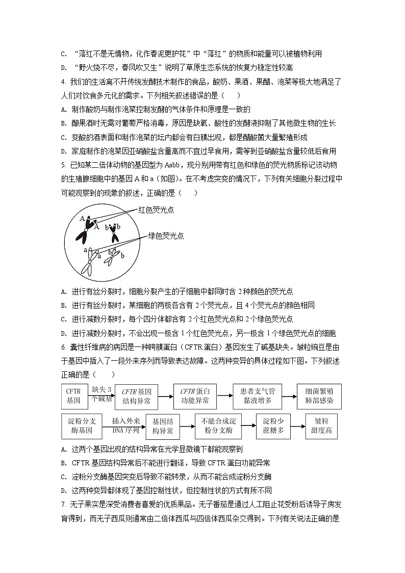 2022湖南省部分校高二下学期基础学科知识竞赛生物试卷含解析02