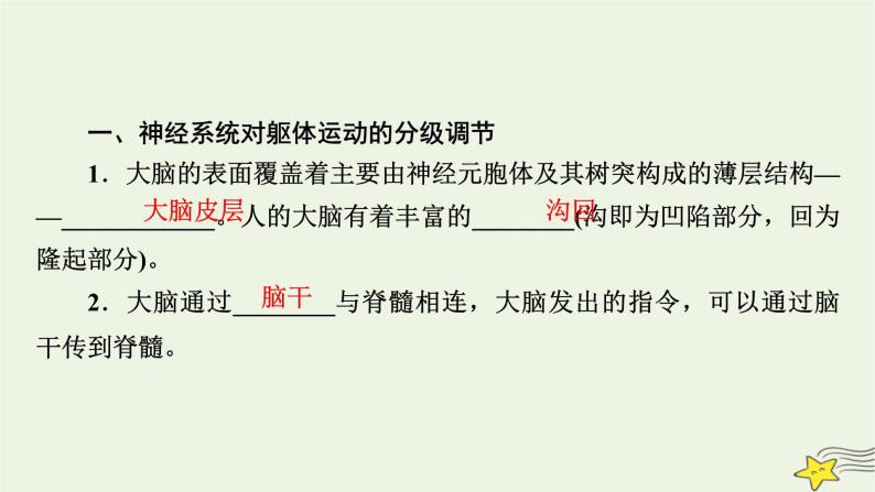 2022-2023学年高中生物新人教版选择性必修1第2章神经调节第4、5节神经系统的分级调节人脑的高级功能课件08