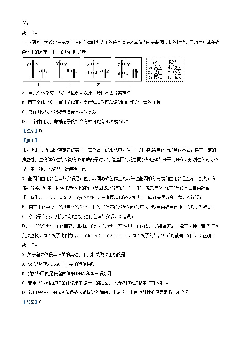 山西省吕梁市2021-2022学年高一下学期期末生物试题(解析版)第3页